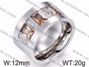 Stainless Steel Stone&Crystal Ring - KR38327-K