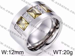 Stainless Steel Stone&Crystal Ring - KR38328-K