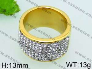 Stainless Steel Stone&Crystal Ring - KR39549-L