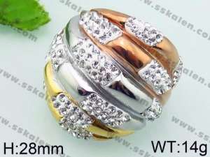 Stainless Steel Stone&Crystal Ring - KR40643-L