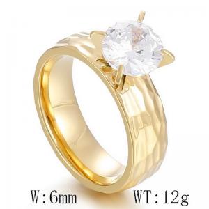 Simple stainless steel striking texture zircon women's textured wedding Stone&Crystal Gold Plating Ring - KR41987-K