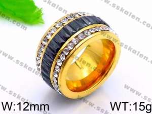 Stainless Steel Stone&Crystal Ring - KR43359-K