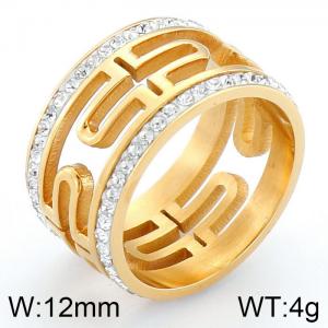 Stainless Steel Stone&Crystal Ring - KR43547-K