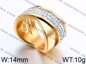 Stainless Steel Stone&Crystal Ring - KR43999-K
