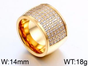 Stainless Steel Stone&Crystal Ring - KR44004-K