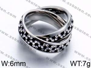 Stainless Steel Stone&Crystal Ring - KR44015-K