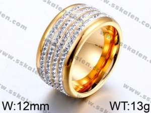 Stainless Steel Stone&Crystal Ring - KR44023-K