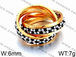 Stainless Steel Stone&Crystal Ring - KR44040-K