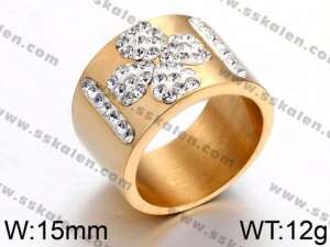 Stainless Steel Stone&Crystal Ring - KR44155-K