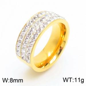 Stainless Steel Stone&Crystal Ring - KR44178-K