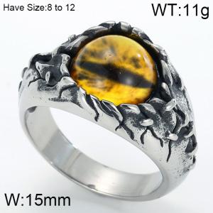 Stainless Steel Stone&Crystal Ring - KR44704-BD