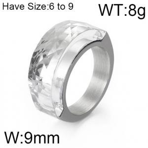 Stainless Steel Stone&Crystal Ring - KR44972-K