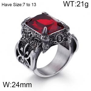 Stainless Steel Stone&Crystal Ring - KR45106-K