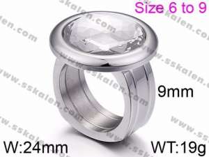 Stainless Steel Stone&Crystal Ring - KR46033-K