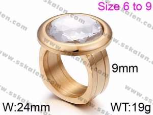 Stainless Steel Stone&Crystal Ring - KR46037-K