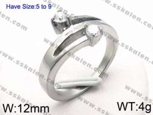 Stainless Steel Stone&Crystal Ring - KR46208-TBC