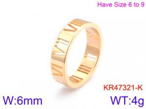 Stainless Steel Gold-plating Ring - KR47321-K