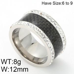 Stainless Steel Stone&Crystal Ring - KR47887-K