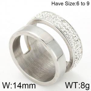 Stainless Steel Stone&Crystal Ring - KR47888-K