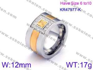 Stainless Steel Stone&Crystal Ring - KR47977-K