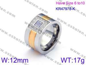 Stainless Steel Stone&Crystal Ring - KR47978-K