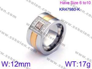 Stainless Steel Stone&Crystal Ring - KR47980-K