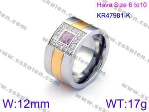 Stainless Steel Stone&Crystal Ring - KR47981-K