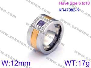 Stainless Steel Stone&Crystal Ring - KR47982-K