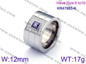 Stainless Steel Stone&Crystal Ring - KR47983-K