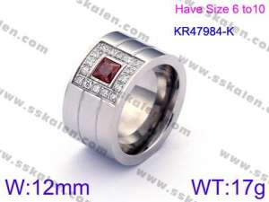 Stainless Steel Stone&Crystal Ring - KR47984-K