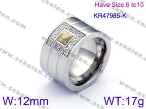 Stainless Steel Stone&Crystal Ring - KR47985-K