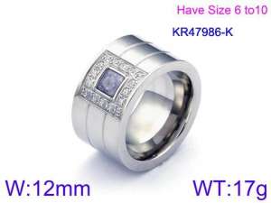 Stainless Steel Stone&Crystal Ring - KR47986-K