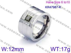 Stainless Steel Stone&Crystal Ring - KR47987-K