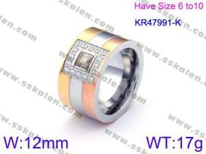 Stainless Steel Stone&Crystal Ring - KR47991-K