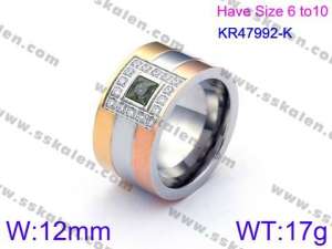 Stainless Steel Stone&Crystal Ring - KR47992-K