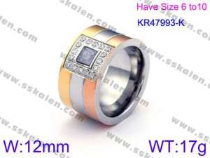 Stainless Steel Stone&Crystal Ring - KR47993-K