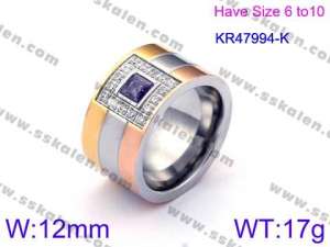 Stainless Steel Stone&Crystal Ring - KR47994-K