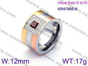 Stainless Steel Stone&Crystal Ring - KR47995-K