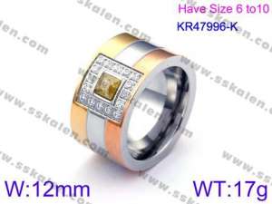 Stainless Steel Stone&Crystal Ring - KR47996-K