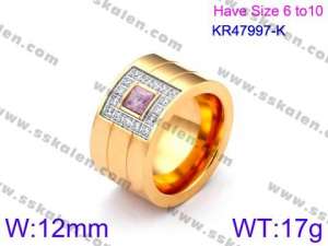 Stainless Steel Stone&Crystal Ring - KR47997-K