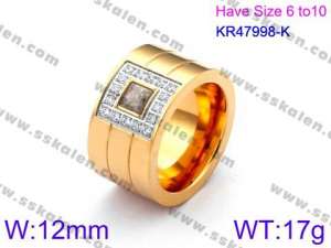 Stainless Steel Stone&Crystal Ring - KR47998-K