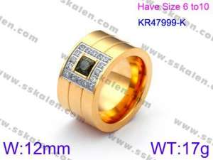 Stainless Steel Stone&Crystal Ring - KR47999-K