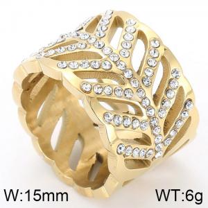 Stainless Steel Stone&Crystal Ring - KR48233-K