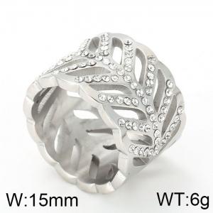 Stainless Steel Stone&Crystal Ring - KR48234-K