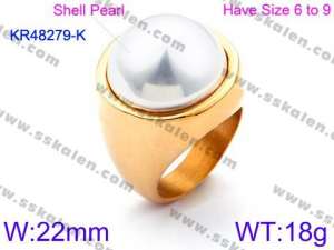 SS Shell Pearl Rings - KR48279-K
