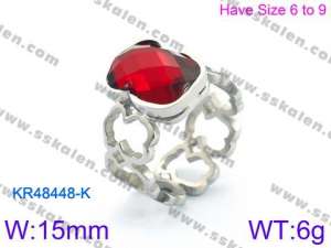 Stainless Steel Stone&Crystal Ring - KR48448-K