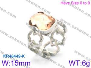 Stainless Steel Stone&Crystal Ring - KR48449-K