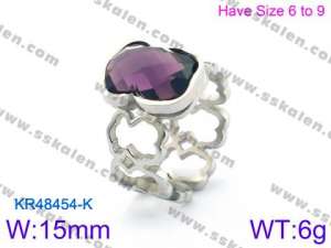 Stainless Steel Stone&Crystal Ring - KR48454-K