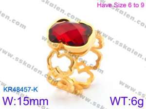 Stainless Steel Stone&Crystal Ring - KR48457-K