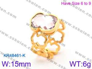 Stainless Steel Stone&Crystal Ring - KR48461-K